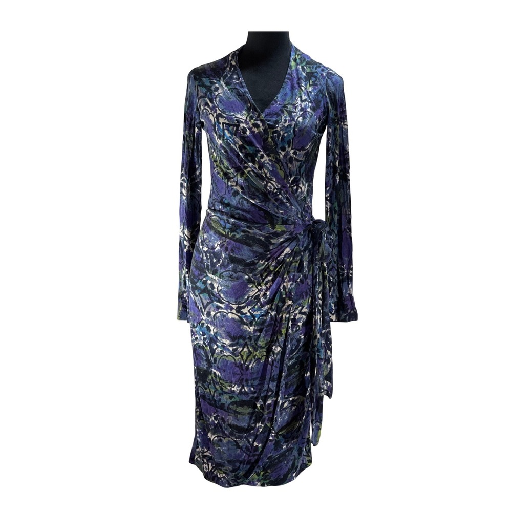 Worth Purple Floral-Print Wrap Midi Dress